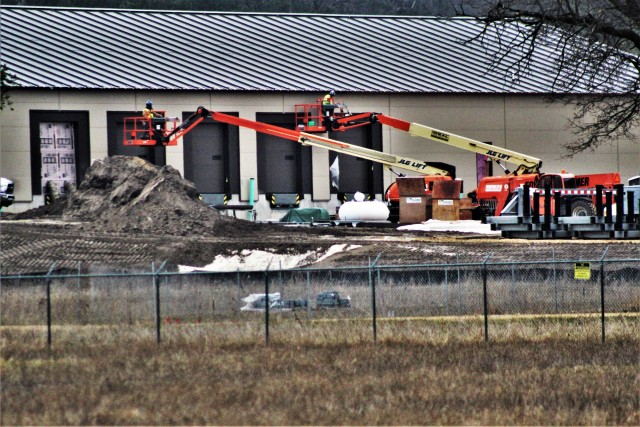 Contractors with Relyant Global LLC work on a new $7.03 million shipping, receiving, and mail freight facility April 23, 2020, at Fort McCoy, Wis. The contract for the project calls for the construction of a pre-engineered metal building that will...