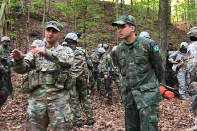 TRADOC Instructor of the Year-Officer category, Brazilian Major Adelton Ferreira Dias (on the right)