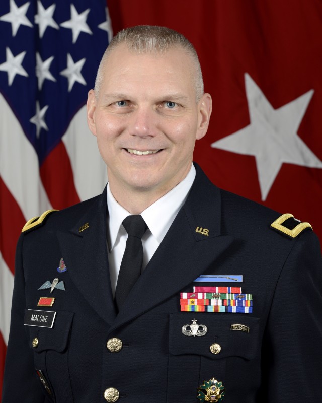 Brig. Gen Vincent F. Malone, poses for his official portrait in the Army portrait studio at the Pentagon in Arlington, Virginia, Dec. 28, 2017.  (U.S. Army photo by William Pratt)
