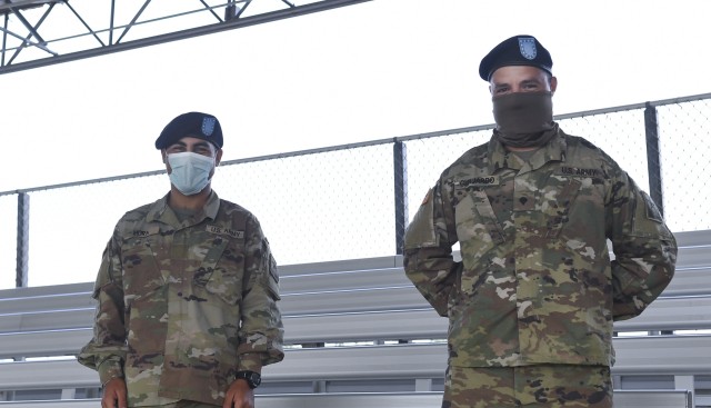 Pvt. Carlos Mora, 21, and Spc. Juan Guajardo, 36, recently graduated Basic Combat Training May 14 at Fort Jackson, S.C. after overcoming the COVID-19 virus. They were both found positive and put in quarantine. After two weeks, they felt better and were tested again and found to be negative. 