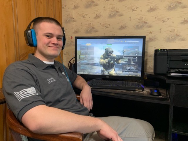 Sgt. Mason Jones, an Army recruiter assigned to the recruiting station in Barre, Vermont, is using bi-weekly gaming tournaments during the COVID-19 pandemic to connect with potential Army applicants.
