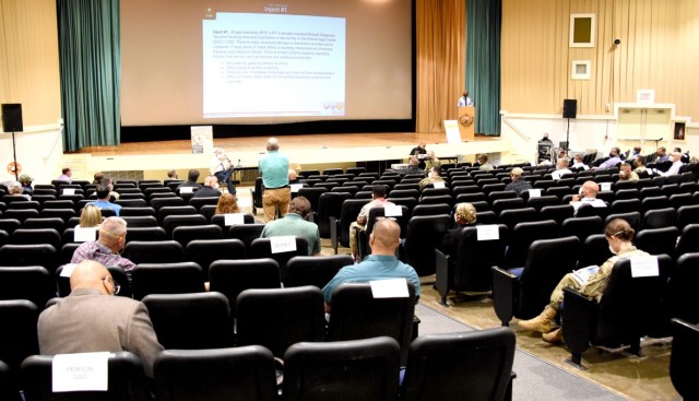 Leaders from across the Joint Readiness Training Center and Fort Polk gathered in the installation's Bayou Theater May 19 for a tabletop exercise to test their ability to respond to a catastrophic weather event. Representatives from the Warrior...