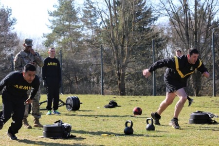 Soldiers assigned to the Joint Multinational Readiness Center train to reach the Level II Army Combat Fitness Test (ACFT) certification at Hohenfels, Germany on April 1, 2020. The ACFT reflects the stress of a combat environment and prepares Soldiers for the future. 



