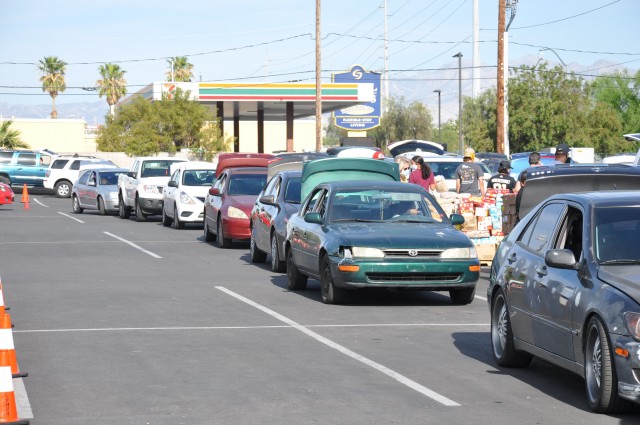 Nevada Guard helps distribute food at Palace Station Casino