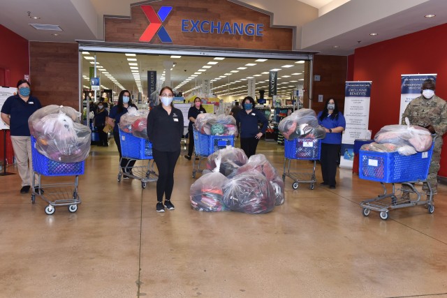 Fort Buchanan’s Army Air Force Exchange Services (Exchange) donated 1,345 articles of clothing for men and women, and linens. Main Store Manager, Rochelle Tollentino accompanied by ten store associates filled five shopping carts with 23, 50...