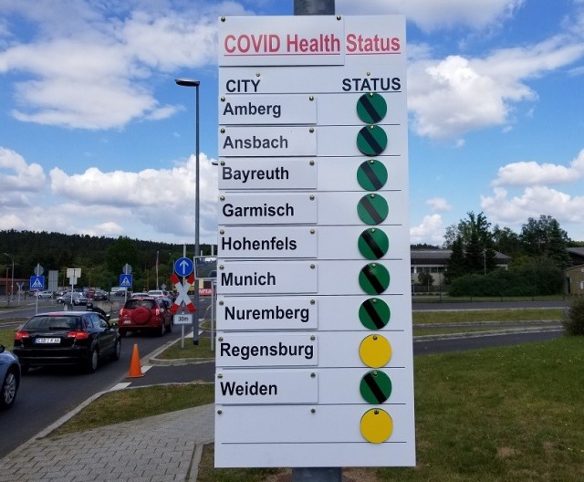 COVID-19 Health Status Sign outside Gate 3 Grafenwoehr