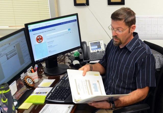 Department of the Army Civilian Corey Kerzmann, ICE program manager for U.S. Army Garrison Italy, reviews ICE comments submitted for the Vicenza and Darby military communities May 22, 2020. During fiscal year 2019 there were more than 2,750...