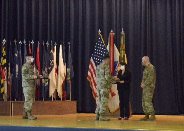 For her service to the installation Donna Osborne, wife of Command Sgt. Maj. Jason W. Osborne, outgoing U.S. Army Garrison-Fort Campbell senior enlisted adviser, was awarded a Meritorious Public Service Medal and a bouquet of red roses, May 28,...