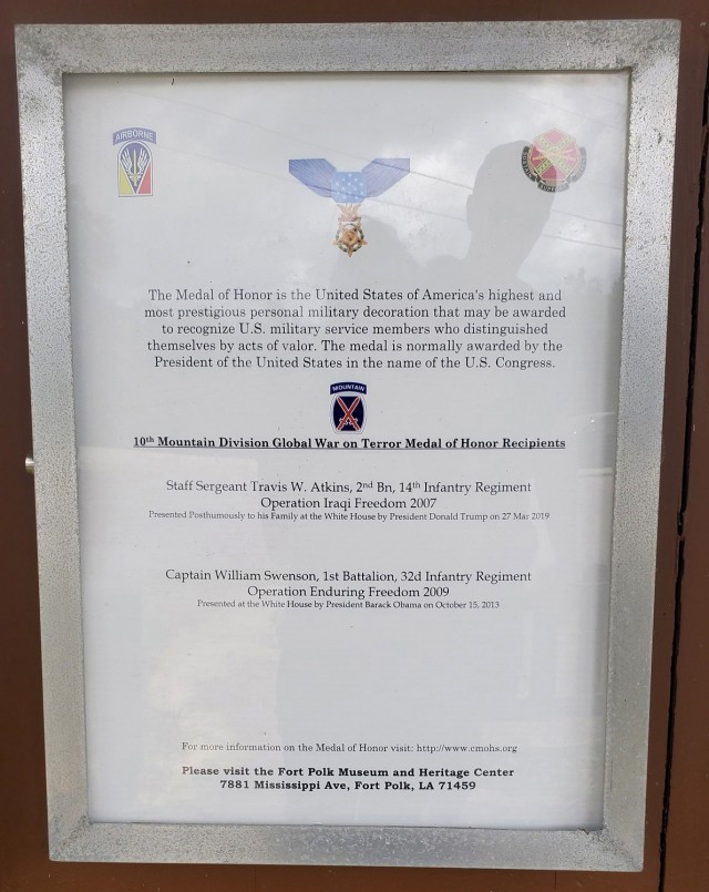 A list of Medal of Honor recipients found in Honor Field's memorial gazebo.