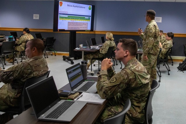 Sgt Kashka Jefferson instructs students on use of the Total Ammunition Management System at the Installation Training Center on Schofield Barracks, Hawaii on May 26, 2020. TAMIS is used to ensure proper ammunition distribution throughout the Army. (U.S. Army photo by Spc. Michael Bradle)