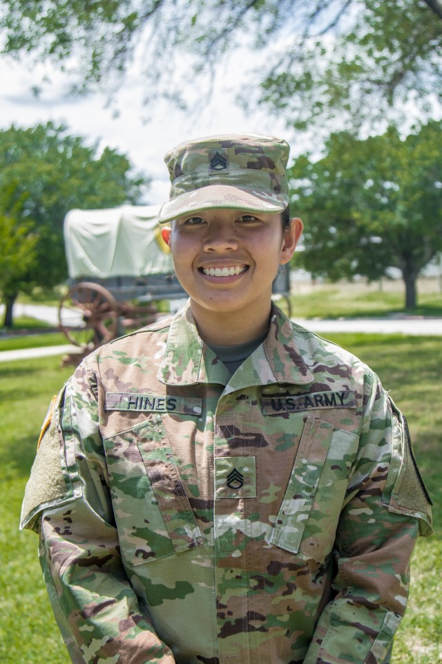 Staff Sgt. Marie Crista Hines, 1st Cavalry Division Sustainment Brigade, poses for a featured portrait photo, Fort Hood, Texas, May 26, 2020.