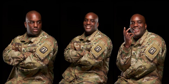 U.S. Army Staff Sgt. James Richardson, a multimedia illustrator with the 335th Signal Command (Theater), poses for a portrait at East Point, Georgia, May 28, 2020. Soldiers from the 335th Signal Command (Theater) headquarters took part in the U.S. Army's "Why I Serve" campaign to shed light on the various reasons people join the military. (U.S. Army photo by Staff Sgt. Leron Richards)
