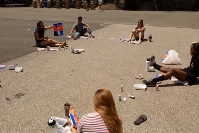 Members of the Class of 2020 spent time together painting while maintaining safe social distance. West Point, NY. 1 June, 2020. 