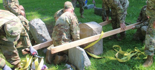 NY National Guard repairs World War I Soldier&#39;s grave marker