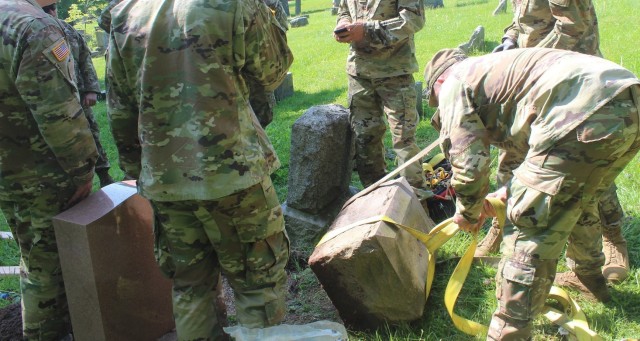 NY National Guard repairs World War I Soldier&#39;s grave marker