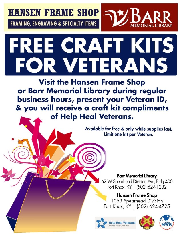 Barr library, Hanson frame shop offering free craft kits to veterans