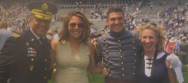 Gen. Michael X. Garrett, FORSCOM Commanding General, (left), celebrates his son, Second Lt. Michael Garrett’s (second from right), graduation from the U.S. Military Academy at West Point in 2018, with wife Lorelei (far right) and daughter Samantha. 