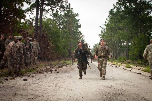 A paratrooper assigned to 1st Battalion, 505th Parachute Infantry Regiment, 3rd Brigade Combat Team, 82nd Airborne Division completes the 12-mile ruckmarch event of the brigade's Expert Infantry and Expert Soldier Badge Testing.

After the train up and testing phases, 109 paratroopers pinned their Expert Infantryman Badges and 22 pinned their Expert Soldier Badges during a COVID-19-modified ceremony on Fort Bragg, marking the first time soldiers assigned to U.S. Army Forces Command earned the badge.
