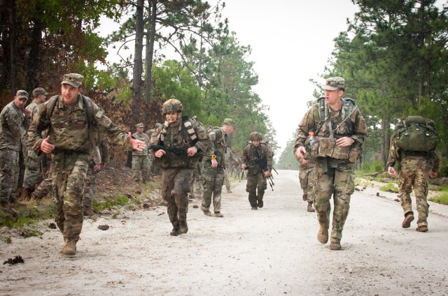 A paratrooper assigned to 2nd Battalion, 505th Parachute Infantry Regiment, 3rd Brigade Combat Team, 82nd Airborne Division completes the 12-mile ruckmarch event of the brigade's Expert Infantry and Expert Soldier Badge Testing.

After the train up and testing phases, 109 paratroopers pinned their Expert Infantryman Badges and 22 pinned their Expert Soldier Badges during a COVID-19-modified ceremony on Fort Bragg, marking the first time soldiers assigned to U.S. Army Forces Command earned the badge.