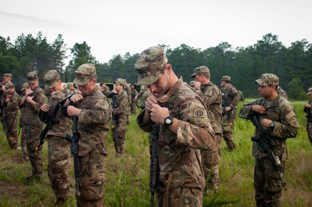 Paratroopers assigned to the 3rd Brigade Combat Team, 82nd Airborne Division pin their Expert Infantry and Expert Soldier Badges during a ceremony Saturday, June 13, 2020 on Fort Bragg.

After the train up and testing phases, 109 paratroopers pinned their Expert Infantryman Badges and 22 pinned their Expert Soldier Badges during a COVID-19-modified ceremony on Fort Bragg, marking the first time soldiers assigned to U.S. Army Forces Command earned the badge.