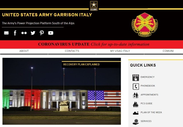 As U.S. Army Garrison Italy reopens services and activities, the garrison is launching an online appointment system that will make scheduling appointments easier for the Vicenza and Darby military communities. A new link, APPOINTMENTS, is active through the &#34;Quick Links&#34; box on the
garrison home page, and customers will be able to book appointments with it.
