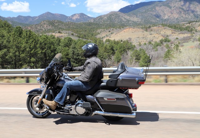 Riders from throughout 4th Sustainment Brigade, 4th Infantry Division participate in a brigade level motorcycle mentorship ride May 1 as they travel on Colorado State Highway 115 near Fort Carson, Colorado. The Soldiers rode in a staggered formation due to the conditions of the road. The riders traveled from Fort Carson to ‘The Den’ in Penrose, Colorado. (U.S. Army photo by Sgt. James Geelen, 4th Sustainment Brigade Public Affairs Office, 4th Infantry Division)