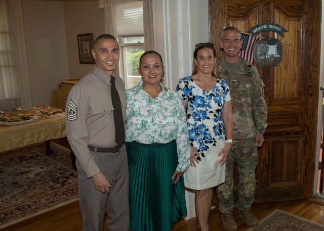 Fires Center of Excellence and Fort Sill Command Sgt. Maj. John Foley, his wife, Dr. Ella Foley, and Kimberly Lugo, and her husband, FCoE and Fort Sill Chief of Staff Col. Anthony Lugo handed out certificates at the Growing Spouses Army Strong graduation ceremony in 2019, at Fort Sill