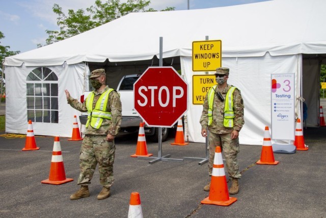 Kentucky National Guard staffs drive-thru COVID-19 test sites