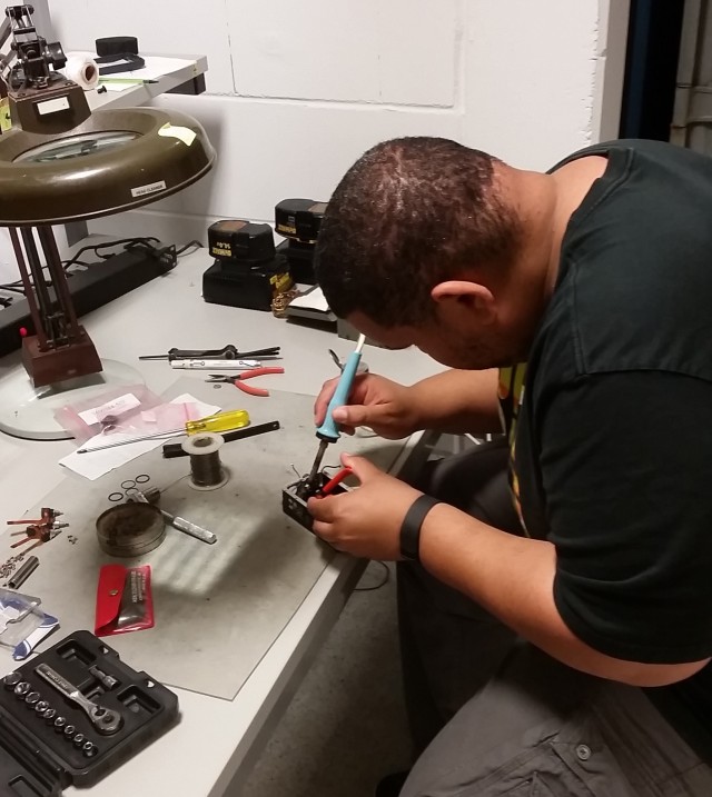 Electronics Engineer Clinton William repairs printed circuit boards for the Army’s PRC-148 Multiband Inter/Intra Team Radio.  William is also a radio field service representative who supports the Tobyhanna Army Depot Regional Support Center...
