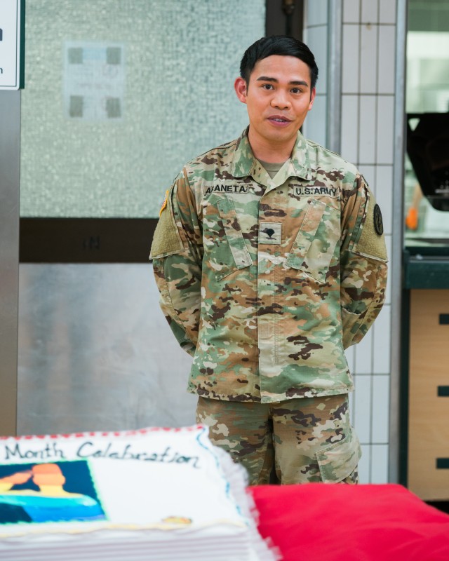 WIESBADEN, Germany - Prior to cutting the Pride Month cake at U.S. Army Garrison Wiesbaden’s Strong Europe Cafe, Spc. Herminigildo Araneta shares his thoughts on being welcomed into the Army June 25, 2020.