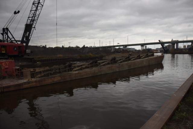 The U.S. Army Corps of Engineers Cleveland Harbor dredging project in progress in Cleveland, Ohio, November 8, 2018. The project will provide a safe and navigable channel throughout the Harbor, as well as important economic benefits.
...