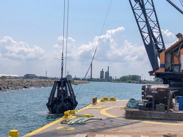 The U.S. Army Corps of Engineers Buffalo District makes repairs to damaged areas of critical need on the Buffalo south breakwater located in the Buffalo Harbor, Buffalo, NY, July 26, 2019. 

Credit: Andrew Kist, Buffalo District engineer
