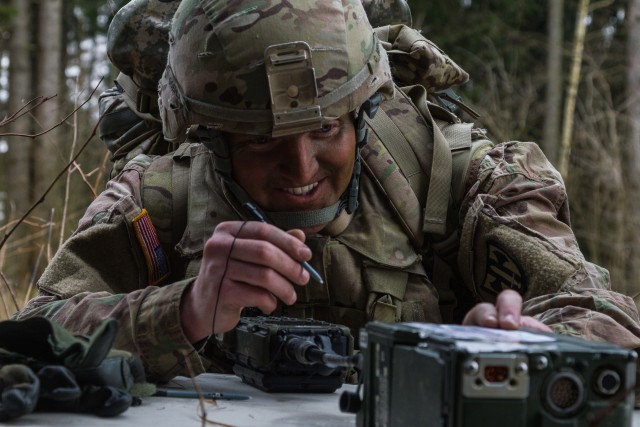 Caption: Sgt. Nelson Goehle, 500th Engineer Support Company, 15th Engineer Battalion prepares a radio in order to submit a nine line medical evacuation (MEDEVAC) report during the 18th Military Police Brigade’s Best Warrior Competition. In partnership with the Network CFT, the C5ISR Center will begin experimenting with applications of directional beamforming technology beginning in fiscal year 2021.