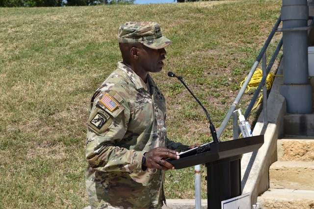 The U.S. Army Surgeon General and Commanding General, U.S. Army Medical Command, Lt. Gen. R. Scott Dingle, addresses the audience during his assumption of command ceremony at the AMEDD museum on Fort Sam Houston, Texas, on June 24, 2020. (U.S. Army Photo by Rebecca Westfall, MEDCOM/OTSG)