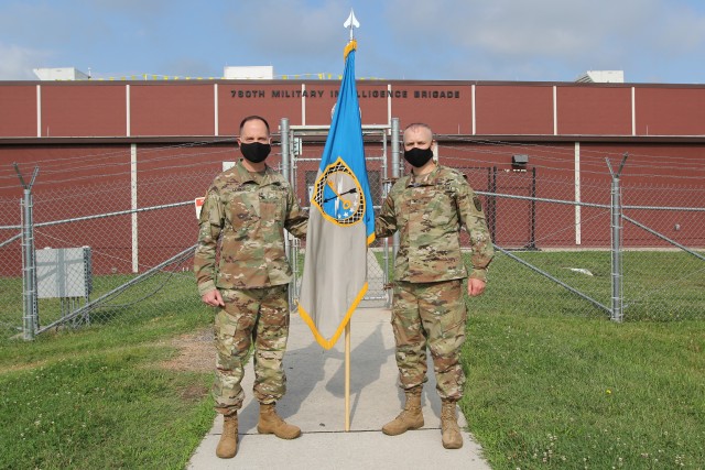 FORT GEORGE G. MEADE, Md. -- Maj. Gen. Gary W. Johnston, commanding general, U.S. Army Intelligence and Security Command (INSCOM), hosted a virtual change of command ceremony in which Col. Brian D. Vile (right) relinquished his command of the 780th Military Intelligence Brigade (Cyber) to Col. Matthew J. Lennox on July 2. To watch the full video of the virtual change of command ceremony visit the 780th MI Brigade Facebook page at https://www.facebook.com/780MIBDE/.