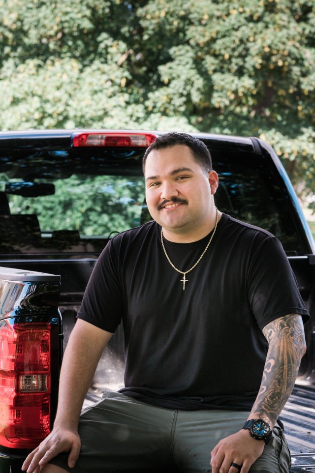 WIESBADEN, Germany - Staff Sgt. Rafael Marin sits on his truck July 1, 2020.