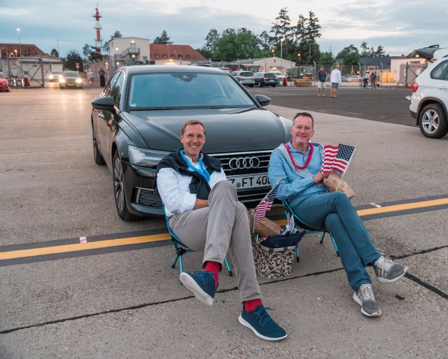 WIESBADEN, Germany - The Lord Mayor of Mainz, Michael Ebling (right) and his guest wait for the fireworks to begin July 4, 2020, at Wiesbaden Army Airfield. According to Nadine Bower, USAG Wiesbaden community relations specialist, they wanted to...