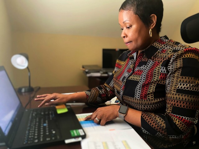 Anissa Nash, a U.S. Army Aviation and Missile Command budget analyst, teleworks from home, June 2, practicing social-distancing during the coronavirus pandemic while providing financial management services throughout the command.