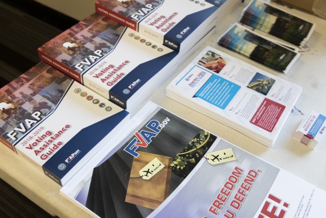 U.S. Marines participate in the Federal Voting Assistance Program at Marine Corps Base, Camp Pendleton, Calif., Jan. 11, 2018. The program an interactive, hands-on training session, oriented toward installation and unit voting officers to ensure...