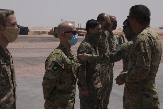 U.S. Army Soldiers assigned to Task Force Javelin were awarded the Shoulder Sleeve Insignia  of the 34th "Red Bull" Infantry Division on July 2, 2020 in the Kingdom of Saudi Arabia. The SSI was awarded to 21 members of TFJ for their service in a...