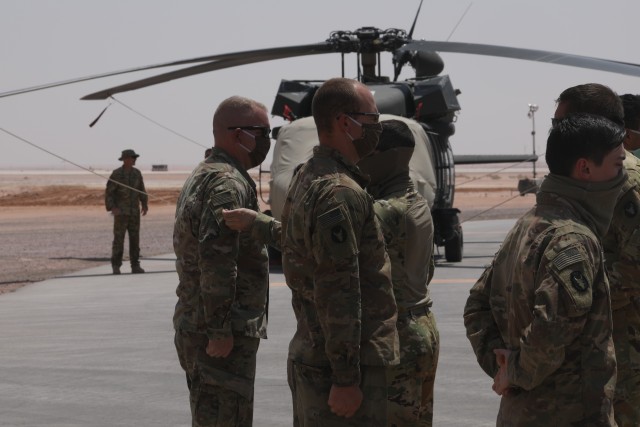 U.S. Army Soldiers assigned to Task Force Javelin were awarded the Shoulder Sleeve Insignia  of the 34th "Red Bull" Infantry Division on July 2, 2020 in the Kingdom of Saudi Arabia. The SSI was awarded to 21 members of TFJ for their service in a...