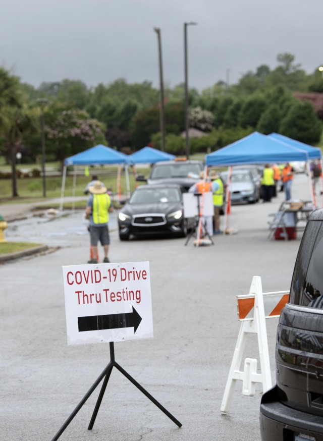 Members of the Fort Jackson community line up for drive through COVID-19 testing July 8 near the Palmetto Falls Water Park on post. Fort Jackson and the Medical University of South Carolina teamed up to provide the testing. Testing will also take...