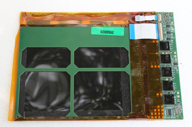 This electronic circuit board, designed by the Palo Alto Research Center, is integrated with the flexible X-ray imager, which is used to find hidden threats such as explosive ordnance. NextFlex will create future electronic boards. 