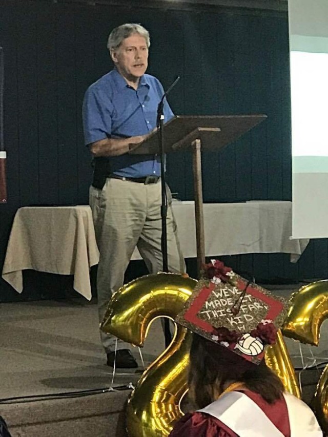 U.S. Army Corps of Engineers Middle East District Engineering Division Branch Chief Tom Stephenson shares his inspiration for establishing a scholarship for students interested in pursuing STEM careers during the presentation to the first...