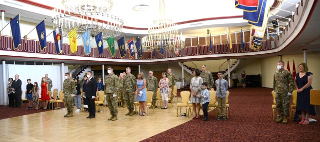 The USAG Rheinland-Pfalz Change of Command ceremony was held in front of a much smaller crowd than normal due to COVID-19 restrictions. The event was broadcast live on the garrison social media pages July 22.
Photo by Elisabeth Paque
