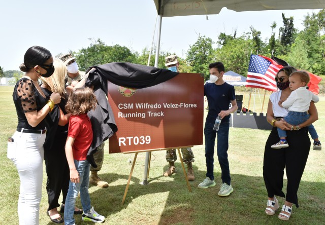 During the Memorialization – Dedication Ceremony held July 14, 2020, a recently renovated running track in Fort Buchanan was named in honor of the late Command Sgt. Maj. Wilfredo Vélez Flores, of the Puerto Rico Army National Guard. Command...