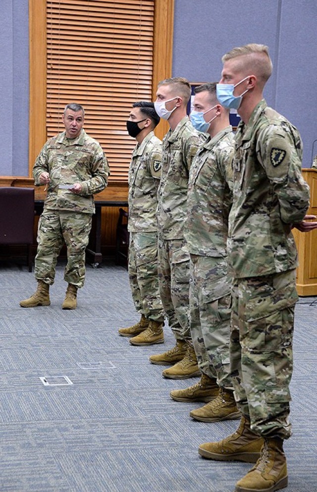 Combined Arms Center Command Sgt. Maj. Eric Dostie shares the events that CAC and Fort Leavenworth NCO and Soldier of the Year contenders Sgt. Bryan Jacobo, 15th Military Police Brigade; Sgt. Damon Trace, 165th MP Company, 705th MP Battalion...
