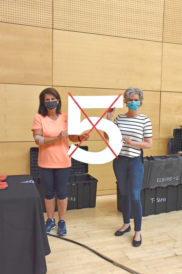 WIESBADEN, Germany – U.S. Army Garrison Wiesbaden local national employees Daniela Kerz (left) and Dagmar Gordon donated blood for the first time July 14, 2020, during the ASBP Blood Drive at the fitness center on Clay Kaserne.