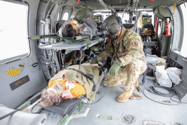 Kosovo Force Regional Command East Task Force Medical, TF Aviation and the MEDEVAC team work together to quickly enact their processes and procedures to treat and transport critically injured patients off base during the TF Military Police-led...