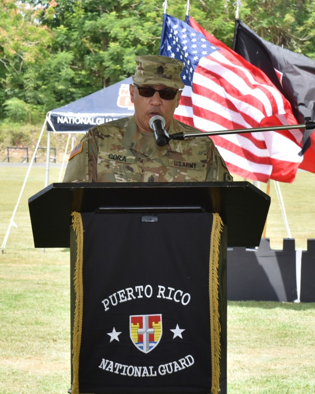 During the Memorialization – Dedication Ceremony of a recently renovated running track in Fort Buchanan held July 14, 2020, the Master of Ceremony, Command Sgt. Maj. Luis R. Cora with the PRNG 125th MP Bn. presented the military history of its...